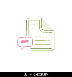 no result data, document or file not found concept. oops error document. Stock Vector illustration isolated on white background. Stock Vector