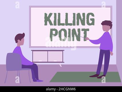 Writing displaying text Killing Point. Business concept Phase End Review Stage Gate Project Evaluation No Go Teacher And Student Drawing Having Class Stock Photo