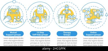 Specialized support groups blue circle infographic template Stock Vector