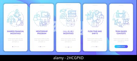 Incentivising teamwork blue gradient onboarding mobile app screen Stock Vector