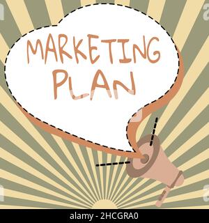 Conceptual caption Marketing Plan. Internet Concept overall business strategy formed which they will implement Illustration Of A Loud Megaphone Stock Photo