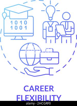 Career flexibility blue gradient concept icon Stock Vector