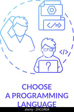 Choose a programming language blue gradient concept icon Stock Vector