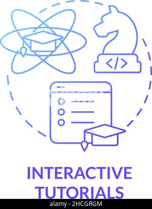 Interactive tutorials blue gradient concept icon Stock Vector