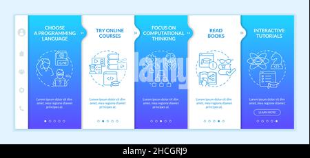 How to learn to code blue gradient onboarding template Stock Vector