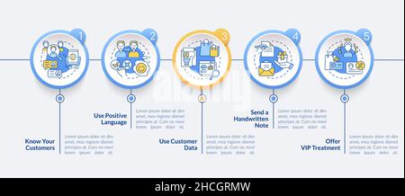 Customer assistance tips circle infographic template Stock Vector