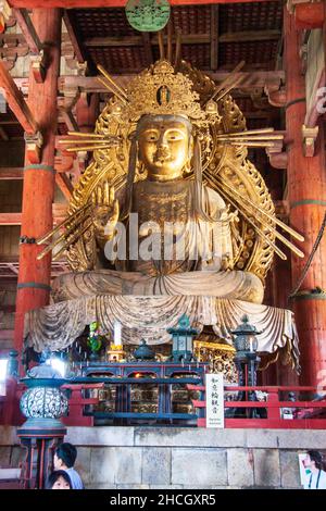 The seated Niyorin kannon statue in the Great Buddha hall, Daibutsu, at the Todai-ji temple complex in Nara, Japan. Stock Photo