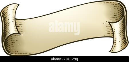 Scroll Vintage Woodcut Banner Paper Ribbon Drawing Stock Vector