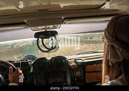 car safari in the desert, Dubai, United Arab Emirates, Middle East, Stock Photo