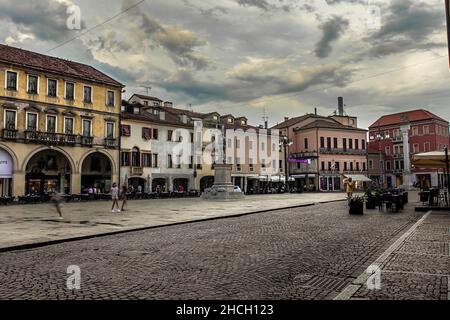 ROVIGO, ITALY 17 JULY 2020: Piazza Vittorio Emanuele in Rovigo, the most important square in the city Stock Photo