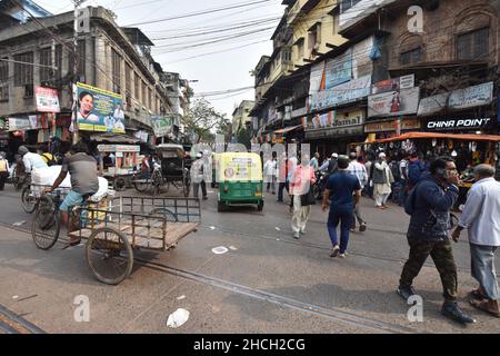 Canning street is one of the most crowded business place in Kolkata. Thousands of small shop owners from the outskirts and suppliers of different states are to come and purchase various materials frequently. (Photo by Biswarup Ganguly / Pacific Press) Stock Photo