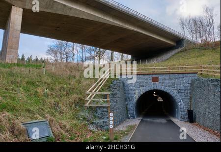 The A66 flyover above the Bobbin Mill Tunnel, near Keswick, Lake District, Cumbria Stock Photo