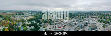 An aerial panorama of Elmira, Ontario, Canada in autumn Stock Photo