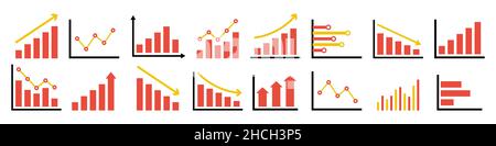 Business graph icon set simple design Stock Vector
