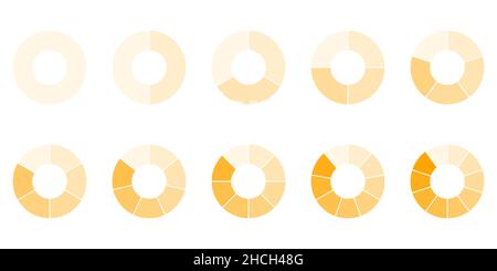 Segment circle graph icon set 1-10 Stock Vector