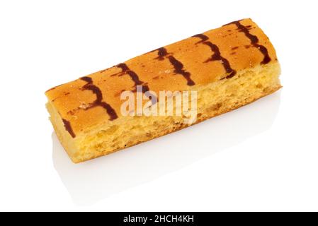 Snack sponge cake produced by the confectionery industry, isolated on white Stock Photo