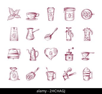 engraving coffee concept Stock Vector