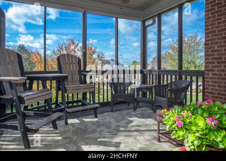 Sun Room in modern middle class house in Midwest America Stock Photo