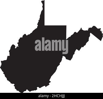 Simple black vector administrative map of the Federal State of West Virginia, USA Stock Vector