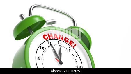 change for climate change concept as concept on a green vintage alarm clock Stock Photo