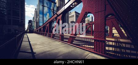 Panoramic view of Chicago downtown bridge and buiding, USA Stock Photo