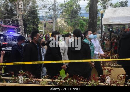 President Rodrigo Roa Duterte continues his inspection of areas severely devastated by Typhoon ‘Odette. This is part of his ground inspections of TS Odette-stricken areas in Central Visayas & Mindanao. President Duterte personally checks the condition of the affected people currently staying in an evacuation center and talks with the local government officials, together with government agencies concerned, extends assistance to the families and individuals distressed by the typhoon, as part of the government's commitment to deliver immediate relief and rehabilitation efforts. Stock Photo