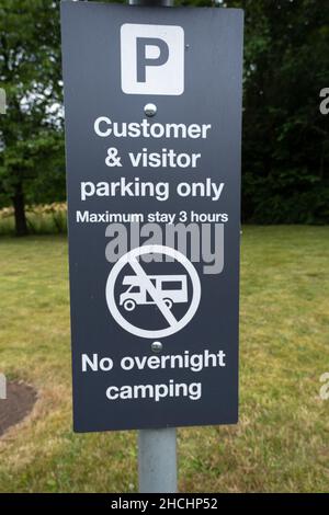 Customer and visitor parking only, no overnight camping sign, Scotland Stock Photo