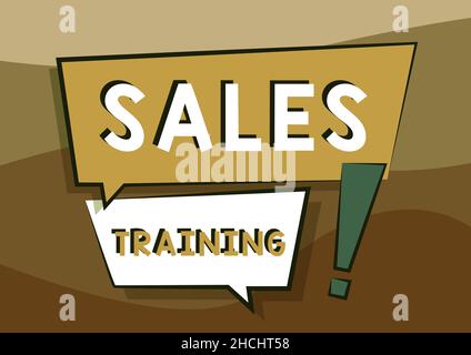 Hand writing sign Sales Training. Word Written on Action Selling Market Overview Personal Development Two Colorful Overlapping Dialogue Box Drawing Stock Photo