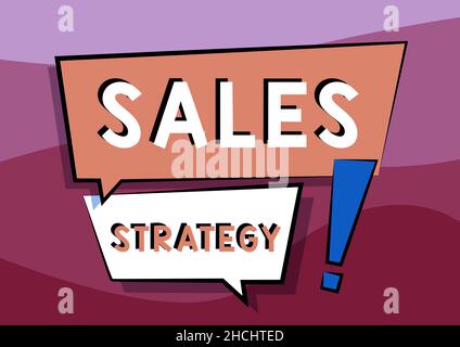Conceptual caption Sales Strategy. Internet Concept Plan for reaching and selling to your target market Marketing Two Colorful Overlapping Dialogue Stock Photo