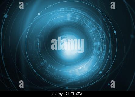 A 3d rendered digital world binary code blue background with data transmission effect Stock Photo