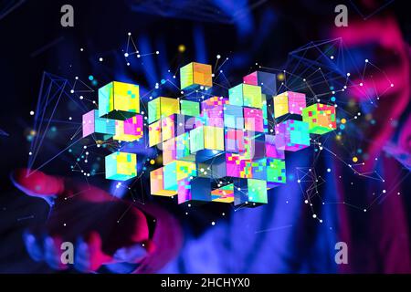 Big data cloud digital 3d Stock Photo