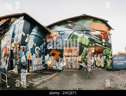 Buildings Covered In Graffiti At Raw Gelande Flea Market In Berlin 28 Nov 21 Stock Photo Alamy