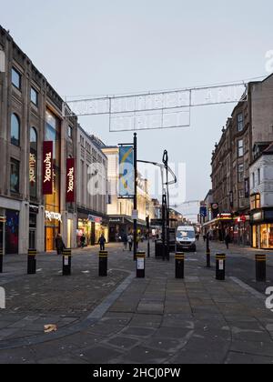 Christmas lights and shoppers on Northumberland Street, Newcastle upon Tyne, UK. Stock Photo