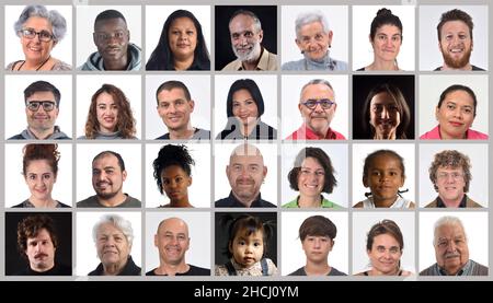 large group of persanas in mosaic form Stock Photo