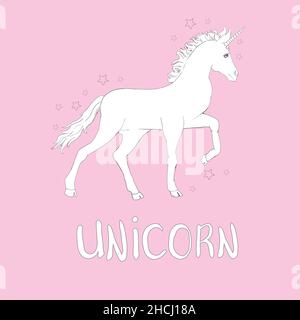 Unicorn vector, illustration. Cute unicorn graphic print Stock Vector