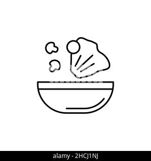 Food dish recipe, nutrition concept, salad ingredients, vector mono line icon. Stock Vector