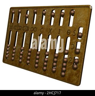 3D Rendering Illustration of an Ancient Roman hand Abacus. Stock Photo