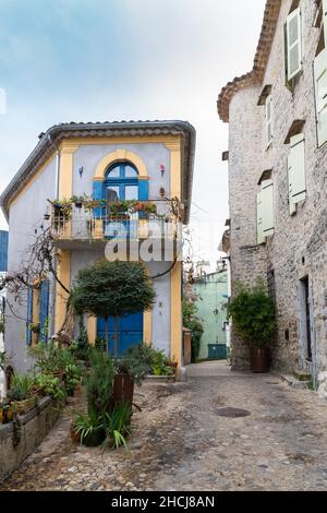 Sauve, medieval village in France, view of typical street and houses Stock Photo