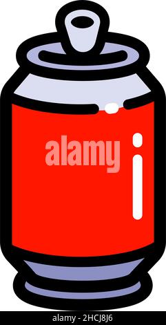 Drink symbol, soda tin can color vector icon in flat simple style isolated on white background. Stock Vector