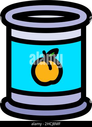 Canned food vector icon. Tin can outline icon for web design isolated on white background Stock Vector
