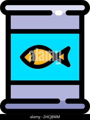 Tin can color icon. Premium quality fish element in simple flat style. Vector illustration isolated on white background. Stock Vector