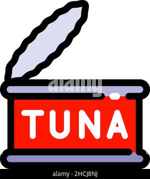 Tin can color icon. Premium quality fish element in simple flat style. Vector illustration isolated on white background. Stock Vector