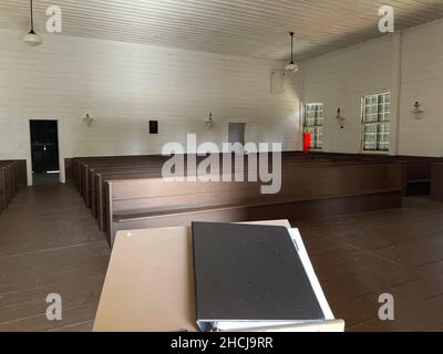 Historic old southern baptist church in rural Georgia interior Stock Photo