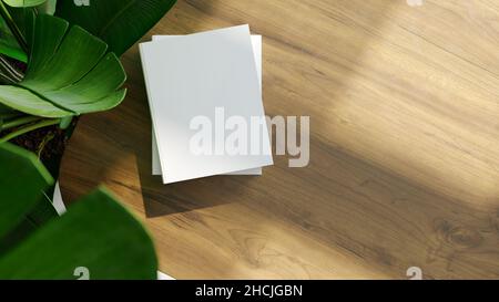 Book mockup blank cover notepad face and back side sketchpad empty template clear magazine model Premium Photo tropical Stock Photo