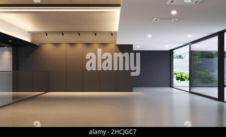 Blank furniture in livingroom interior with black wall, 3d rendering Premium Photo Stock Photo