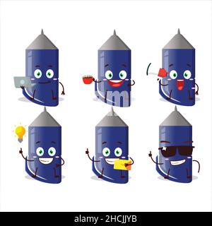 Pen cartoon character with various types of business emoticons. Vector illustration Stock Vector