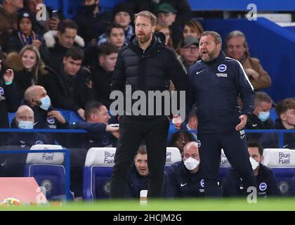 London, UK. 29th Dec, 2021. Graham Potter, Manager of Brighton & Hove Albion looks on during the Premier League match at Stamford Bridge, London. Picture credit should read: Jacques Feeney/Sportimage Credit: Sportimage/Alamy Live News Stock Photo