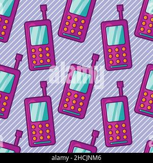 old phone seamless pattern vector illustration Stock Vector