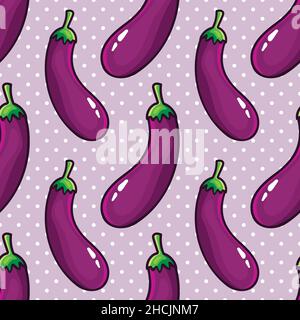 eggplant vegetable seamless pattern vector illustration Stock Vector
