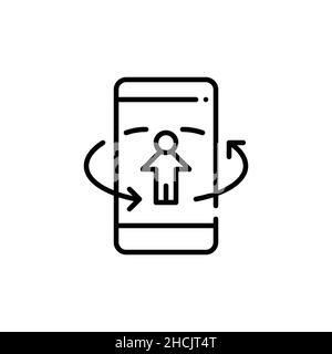 Augmented reality 360 degree image on a smartphone. Pixel perfect, editable stroke icon Stock Vector